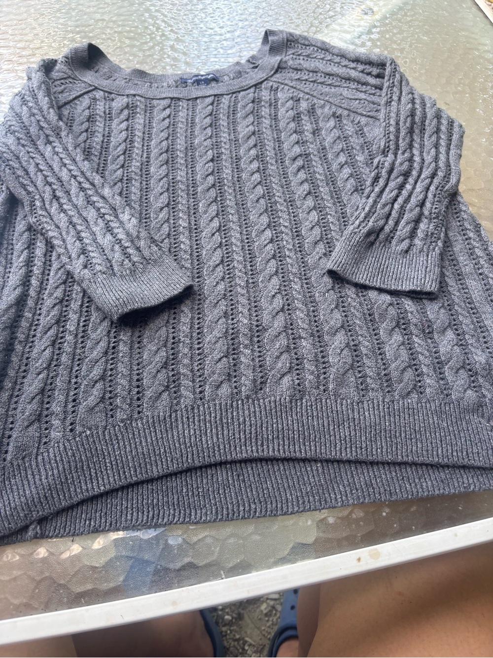American eagle Women's Cable Knit Sweater - Gray